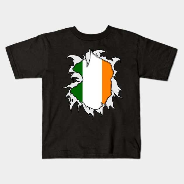 Irish Flag Torn Kids T-Shirt by RadStar